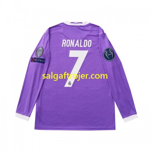 Real Madrid Cristiano Ronaldo 7 2016 Fodboldtrøjer Retro Udebanesæt Langærmet Real Madrid Cristiano Ronaldo 7 2016 Fodboldtrøjer Retro Udebanesæt Langærmet